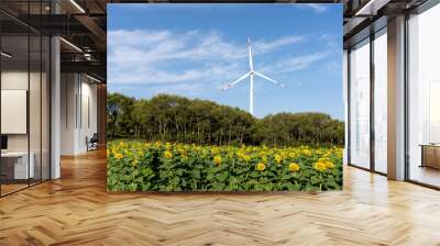 wind power turbines in agriculture field Wall mural