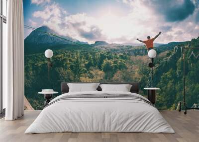 Highline in the mountains. Wall mural