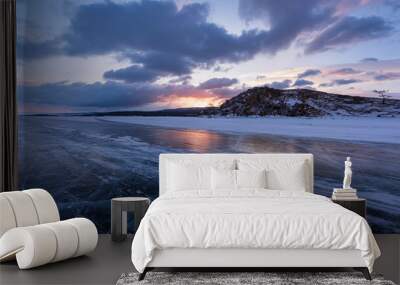 Lake Baikal beautiful winter, amazing natural scenery. Wall mural