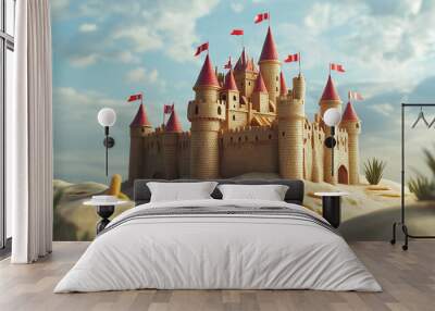 Creative French Fry Castle with Playful Towers Wall mural