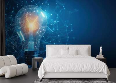 Illuminated Idea in a Digital Network Wall mural