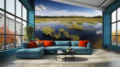 Peaceful Pond in a Lush Forest Setting Wall mural