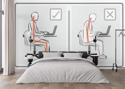 play computer in correct way vector Wall mural