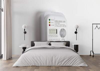 Carbon monoxide detector on a white wall. Stay home safe. Home control and security.  CO detector Wall mural