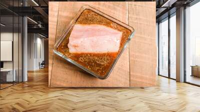 Fresh tuna steak marinating in bowl Wall mural