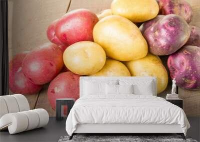 Group of red white and blue potatoes Wall mural