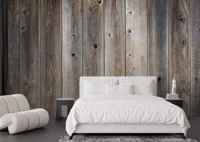 Vetical worn fence boards with gray finish with knots Wall mural