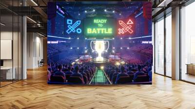 The E-sport arena, 3d scene rendering Wall mural