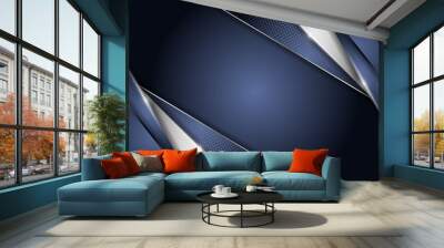 Abstract dark background combination with line silver glowing Wall mural