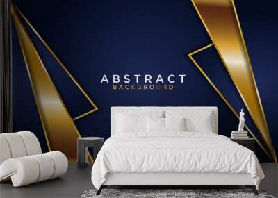 abstract dark blue background with gold line Wall mural