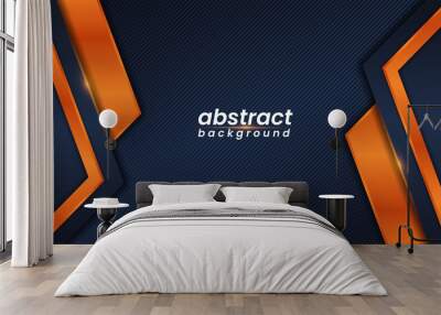 Abstract navy background with shiny orange gradient Wall mural