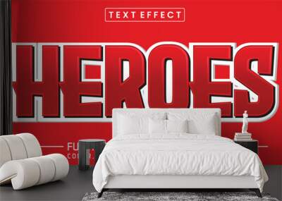 Heroes red font Text effect editable Wall mural