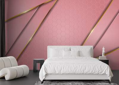 Luxury pink gradient background combination with line gold Wall mural