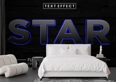 Star Glowing Yellow light background text effect. Editable text effect Wall mural