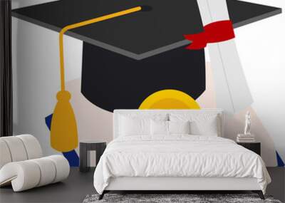 Education Supplies School With Book Medal Graduation Wall mural