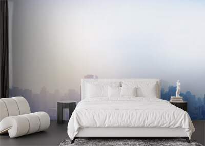 Landscape view of Bangkok city background with rays of sunlight. Wall mural