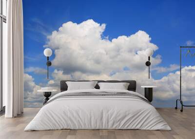 White fluffy cloud on blue sky background Wall mural