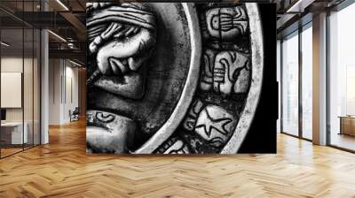 carved glyphs on a stone Mayan calendar Wall mural