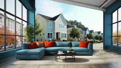 New homes on a quiet city street in Raleigh North Carolina Wall mural