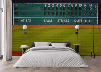 retro baseball scoreboard with blank Home and Visitor space Wall mural