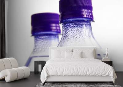 Two Bottled waters closeup with bubbles Wall mural