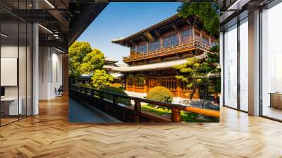 detail view of the traditional chinese architecture in baoshan temple, an antique buddhism temple in Wall mural