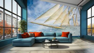 Star clipper cruis ship with sails open Wall mural