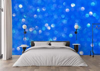 Banner Abstract glitter Christmas blue background. Shiny gradient with banner copy space. Wall mural