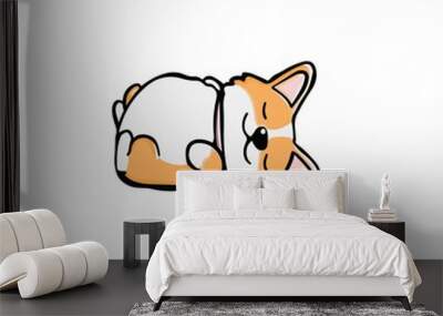 Corgi dog Cute welsh corgi vector cartoon illustration isolated on white background. Funny corgi butt modern flat design element for badges, labels, cards Wall mural