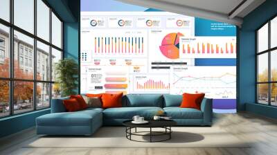 	 Infographic dashboard template with flat design graphs and charts. Information Graphics elements. EPS 10 Wall mural