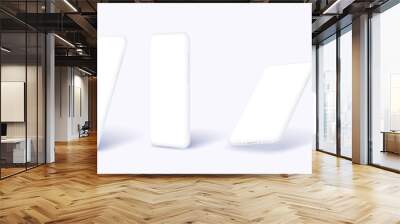 a white smartphone. device ui, ux, mockup for presentation template. realistic 3d mobile phone in di Wall mural