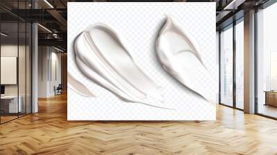 Collection of 3D cream and lotion smears on a transparent background, representing skincare and cosmetic products. Ideal for beauty and health-related themes, advertising, or product design concepts. Wall mural