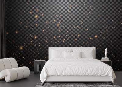 Glitter particles effect. Gold glittering Space star dust trail sparkling particles. Shining Motion Luxury Design. Vector illustration Transparent Background. Wall mural