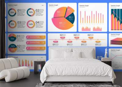 Infographic dashboard. Finance data analytic charts, trade statistic graph and modern business chart column. Analytics infographics ui stats graph futuristic diagram vector concept  Wall mural