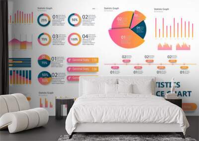 Presentation Template design. Business data graphs. Vector financial and marketing charts. Wall mural