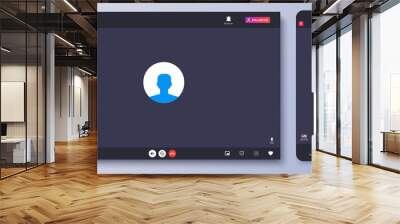 Video call interface. Web chat UI screen mockup. Call screen template. Mockup UX,Kit interface. Application for calls and online conference meeting. Communication windows for mobile app and desktop Wall mural