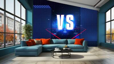 vs versus blue and red futuristic design. battle headline template. futuristic abstract technology b Wall mural