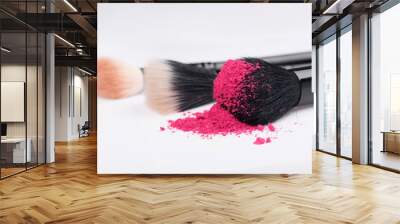 Close-up of  professional  make-up brush with crashed pink eye s Wall mural