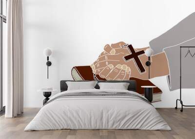 hands on the Bible. Wall mural