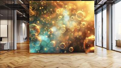 abstract tech futuristic innovative concept background with circle bubbles background Wall mural