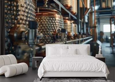 Equipment for brandy production in an industrial setting Wall mural