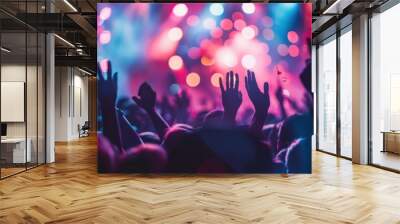 Party people concept Crowd happy and joyful in club Wall mural