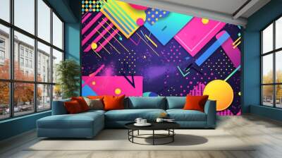 90's theme background in neon colors design
 Wall mural