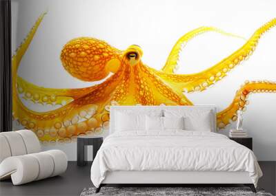 A yellow octopus isolated on transparent background Wall mural