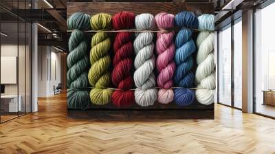 Assorted Skeins of Yarn in Various Colors
 Wall mural