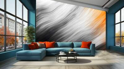 Blurred, free-form gradient texture for web banners and hot sales, featuring orange, gray, and white on a black background with a noise effect. Wall mural