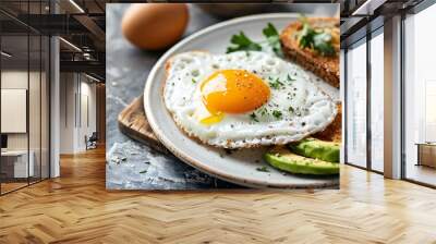 Breakfast with eggs and avocado  Wall mural