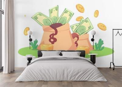 Cash back concept. Money refund, reward program, transfer money, online banking, online shopping, money growth. Modern flat cartoon style. Vector illustration on white background Wall mural