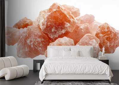 closeup of himalayan pink rock salt isolated over white background Wall mural