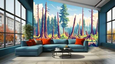 deforestation, ecology problem. forest saving danger, risk Wall mural